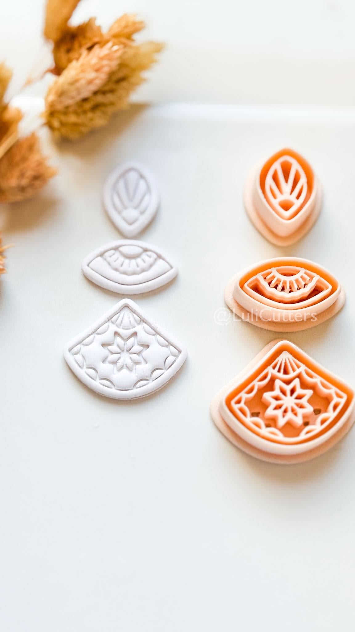 Bruna Dangle Clay Cutter Set: Layered Geometric Drop Design