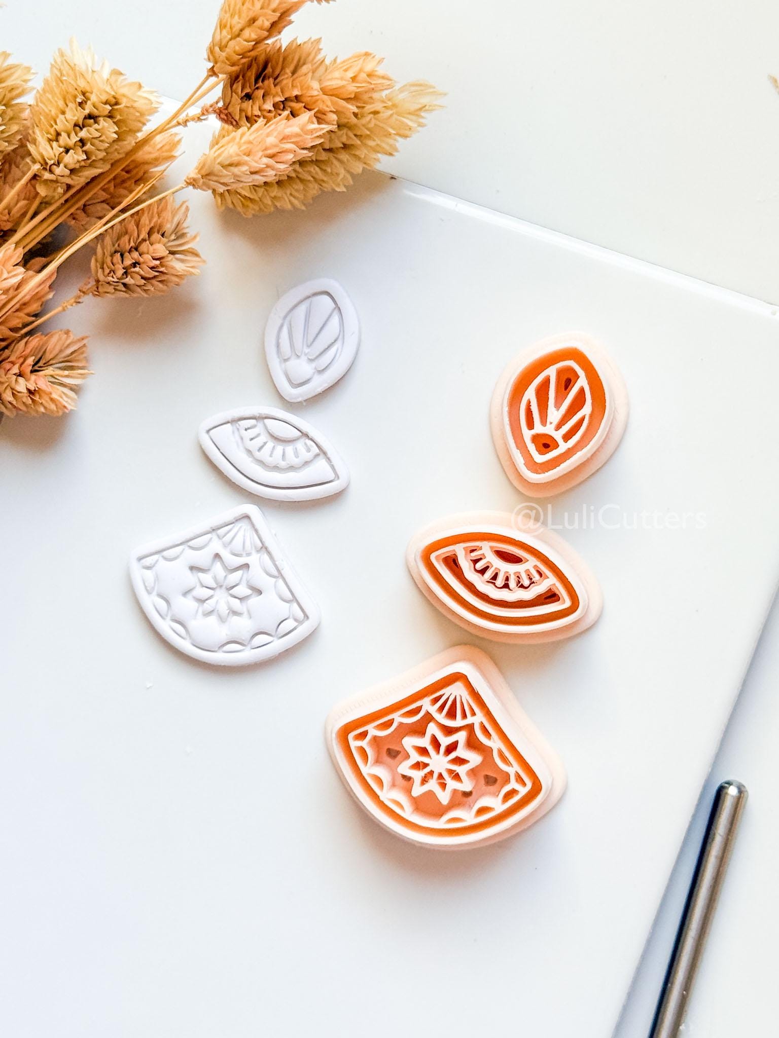 Bruna Dangle Clay Cutter Set: Layered Geometric Drop Design