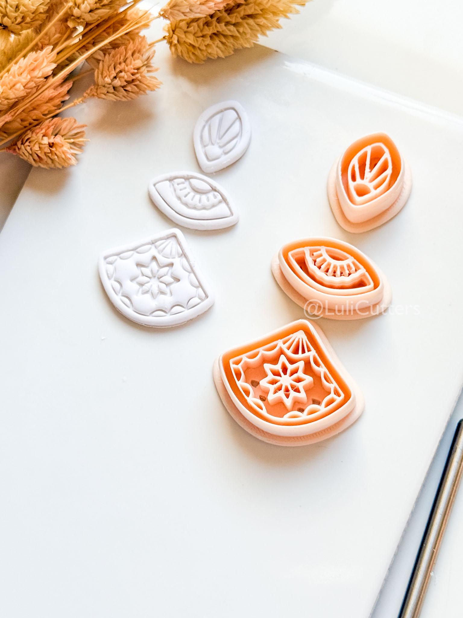 Bruna Dangle Clay Cutter Set: Layered Geometric Drop Design