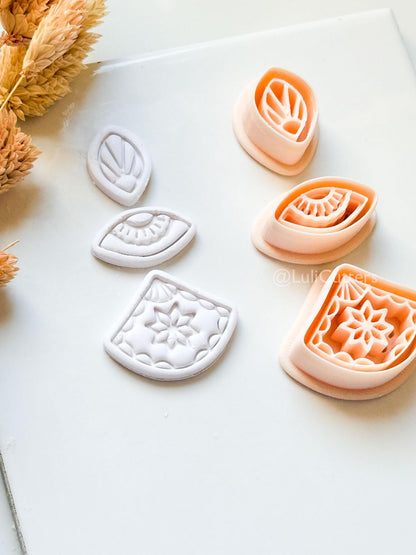 Bruna Dangle Clay Cutter Set: Layered Geometric Drop Design