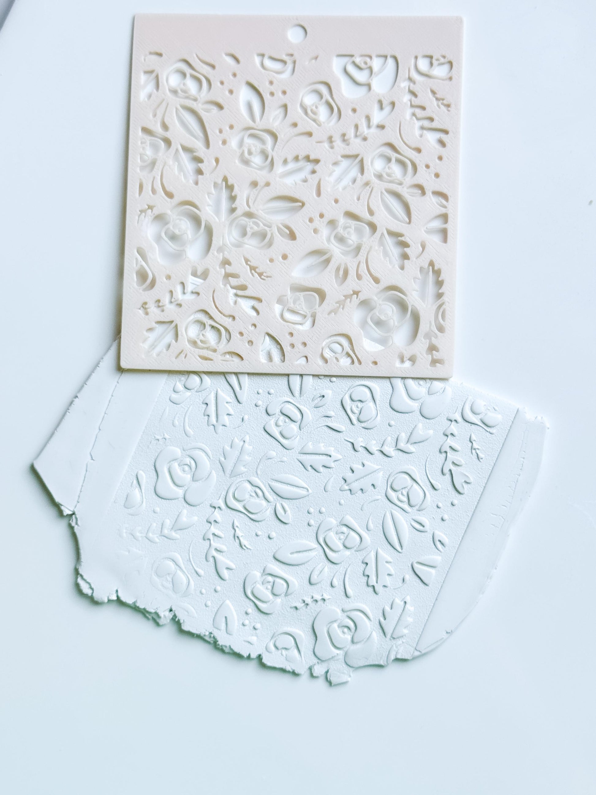 Love Roses Floral Stencil for Polymer Clay