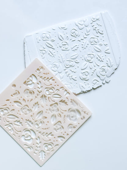 Love Roses Floral Stencil for Polymer Clay