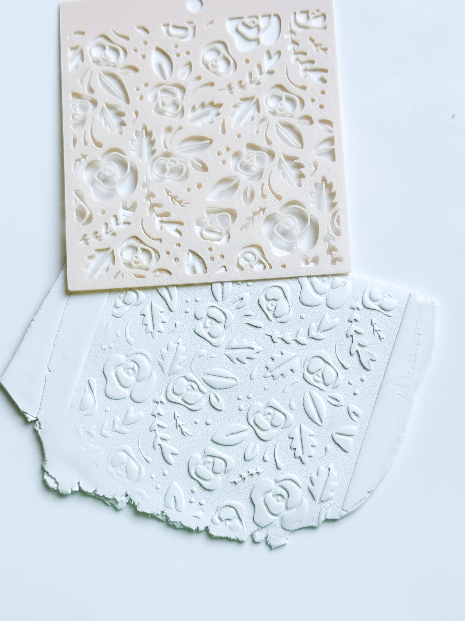 Love Roses Floral Stencil for Polymer Clay