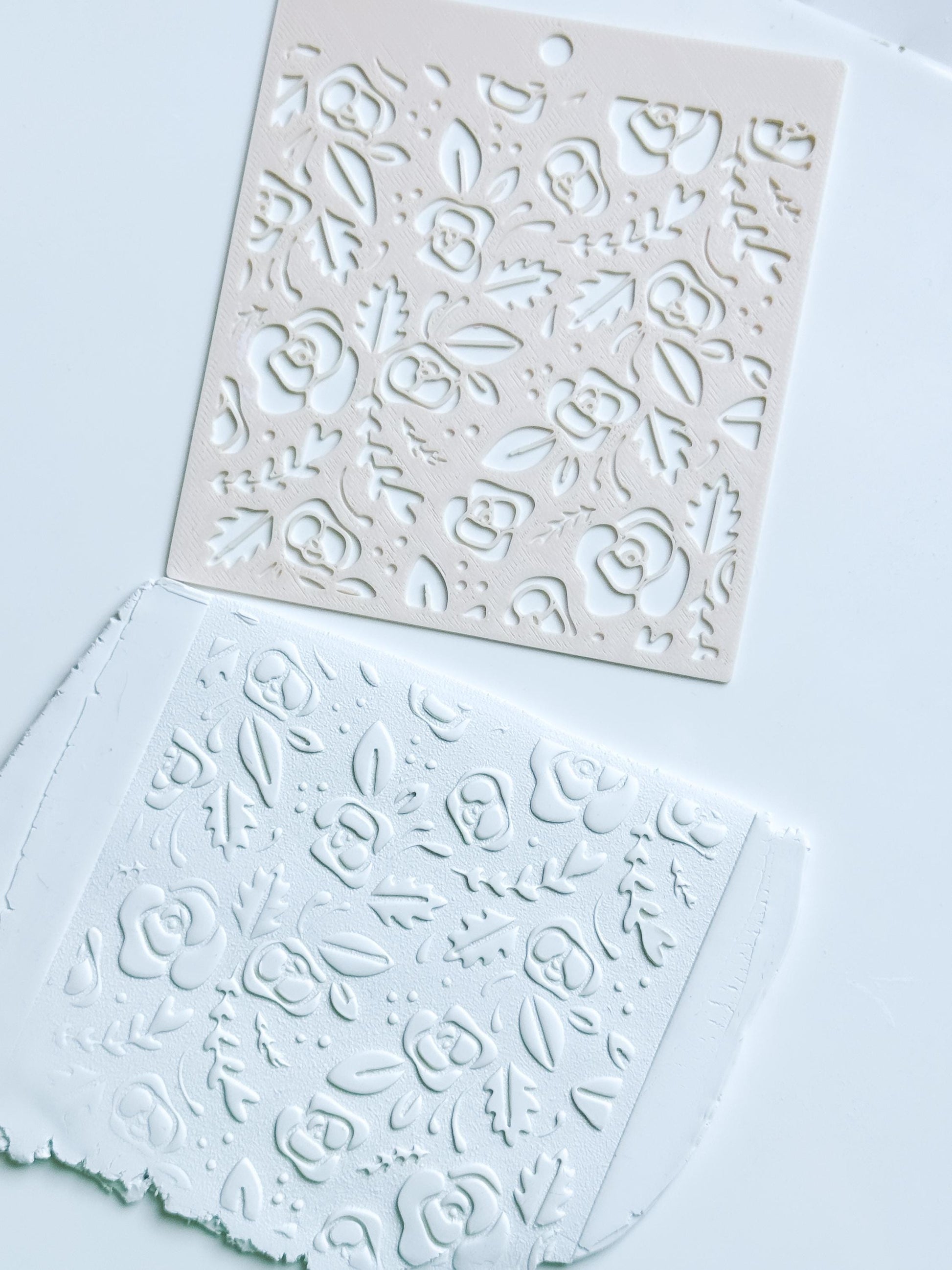 Love Roses Floral Stencil for Polymer Clay