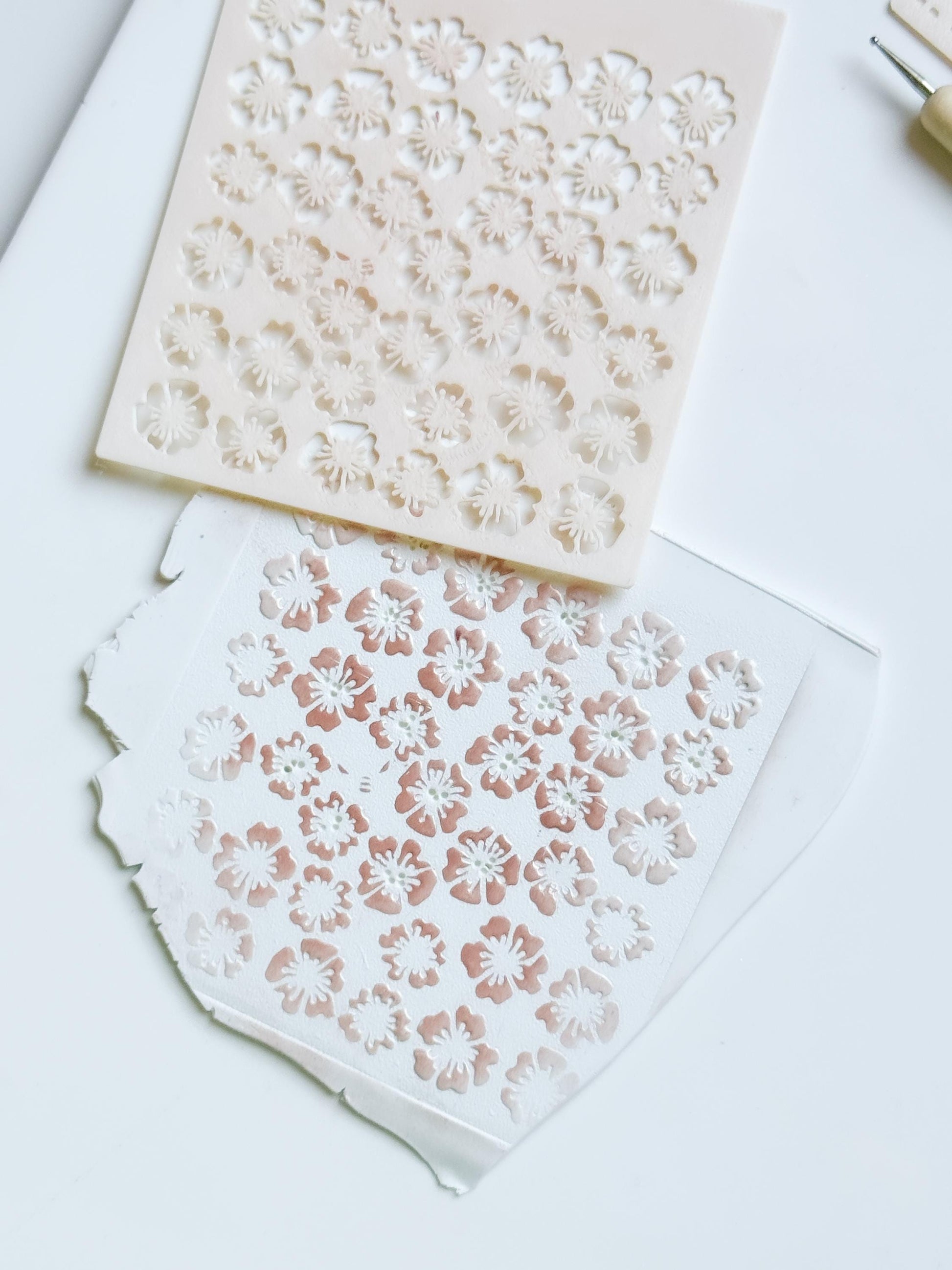 Romance Petals Floral Stencil for Polymer Clay