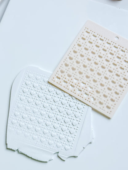 Dolly Love Dots Hearts Stencil for Polymer Clay