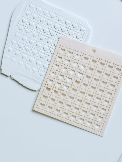 Dolly Love Dots Hearts Stencil for Polymer Clay