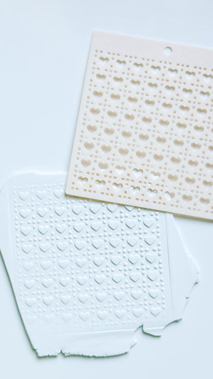 Dolly Love Dots Hearts Stencil for Polymer Clay