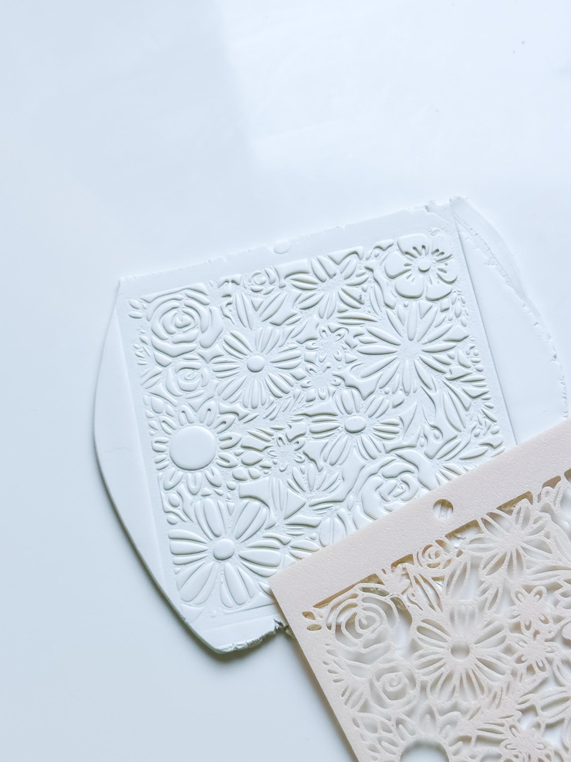 Love Meadow Floral Stencil for Polymer Clay