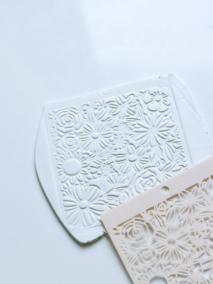 Love Meadow Floral Stencil for Polymer Clay