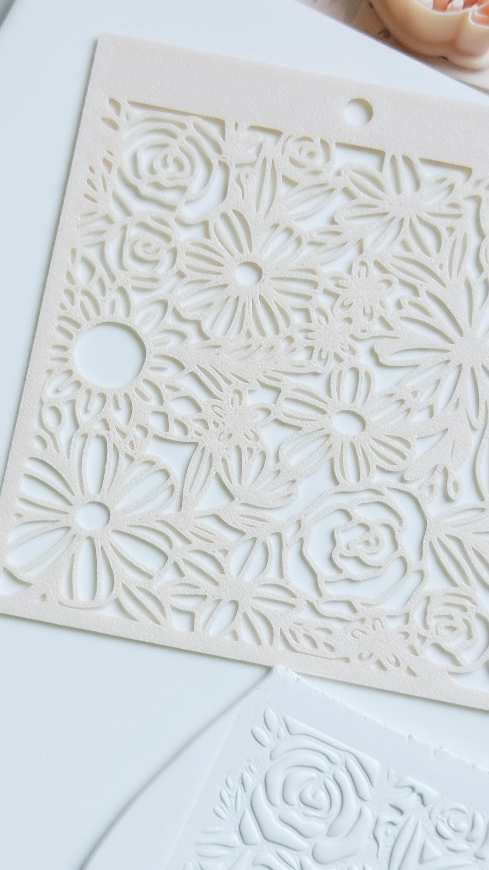 Love Meadow Floral Stencil for Polymer Clay