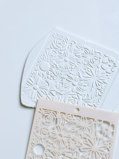 Love Meadow Floral Stencil for Polymer Clay