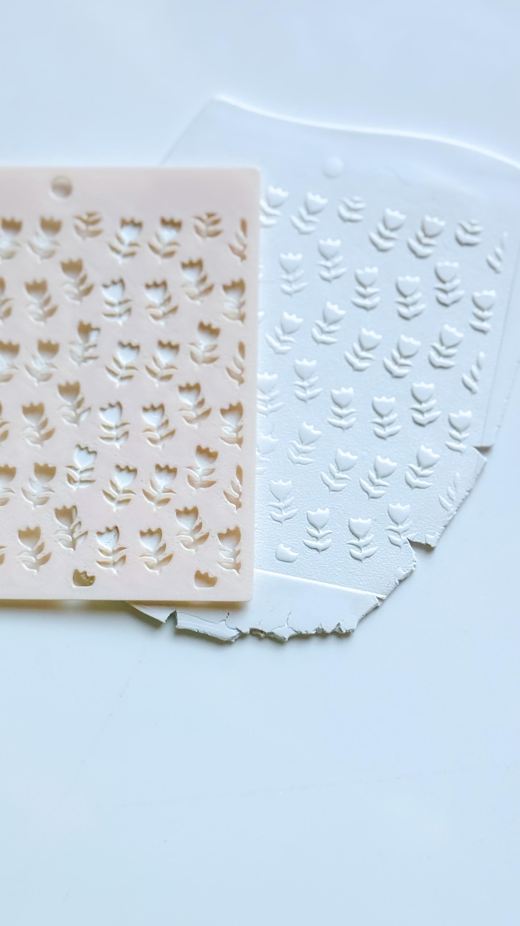 Sweet Tulips Floral Stencil for Polymer Clay