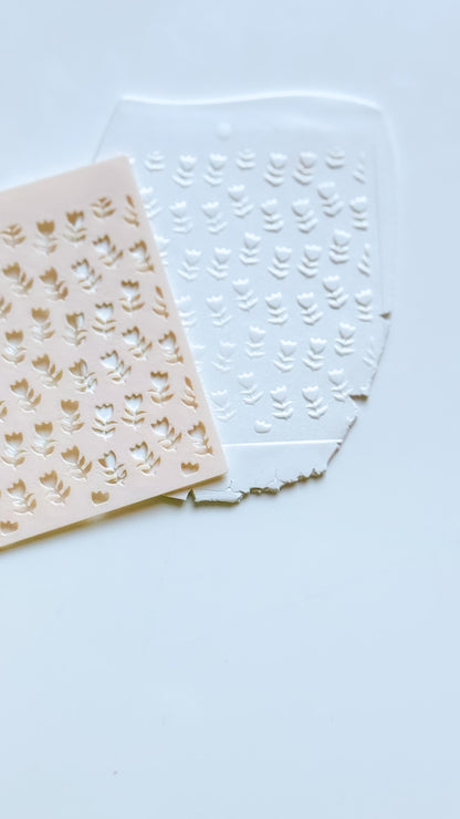 Sweet Tulips Floral Stencil for Polymer Clay