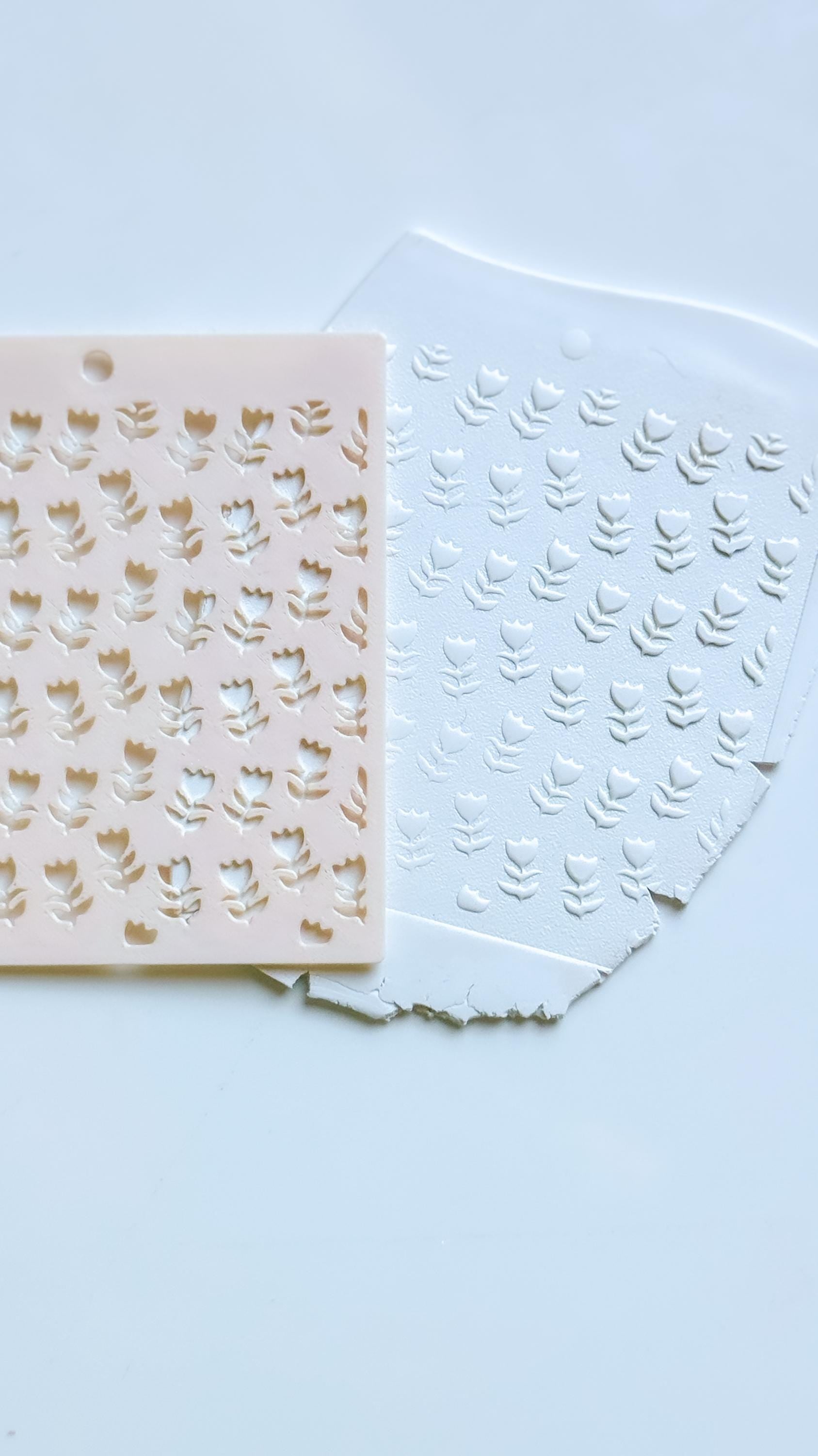 Sweet Tulips Floral Stencil for Polymer Clay