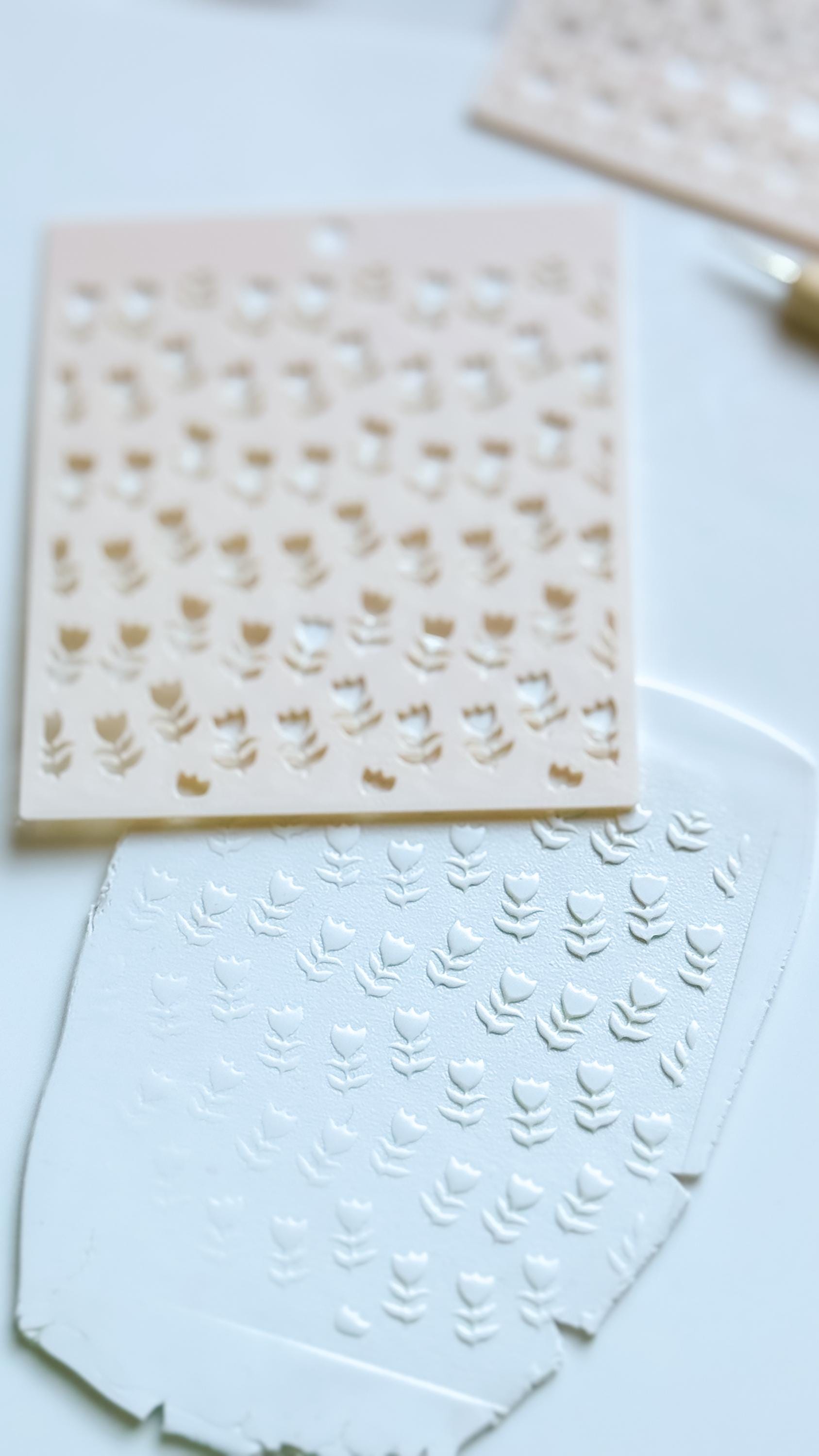 Sweet Tulips Floral Stencil for Polymer Clay