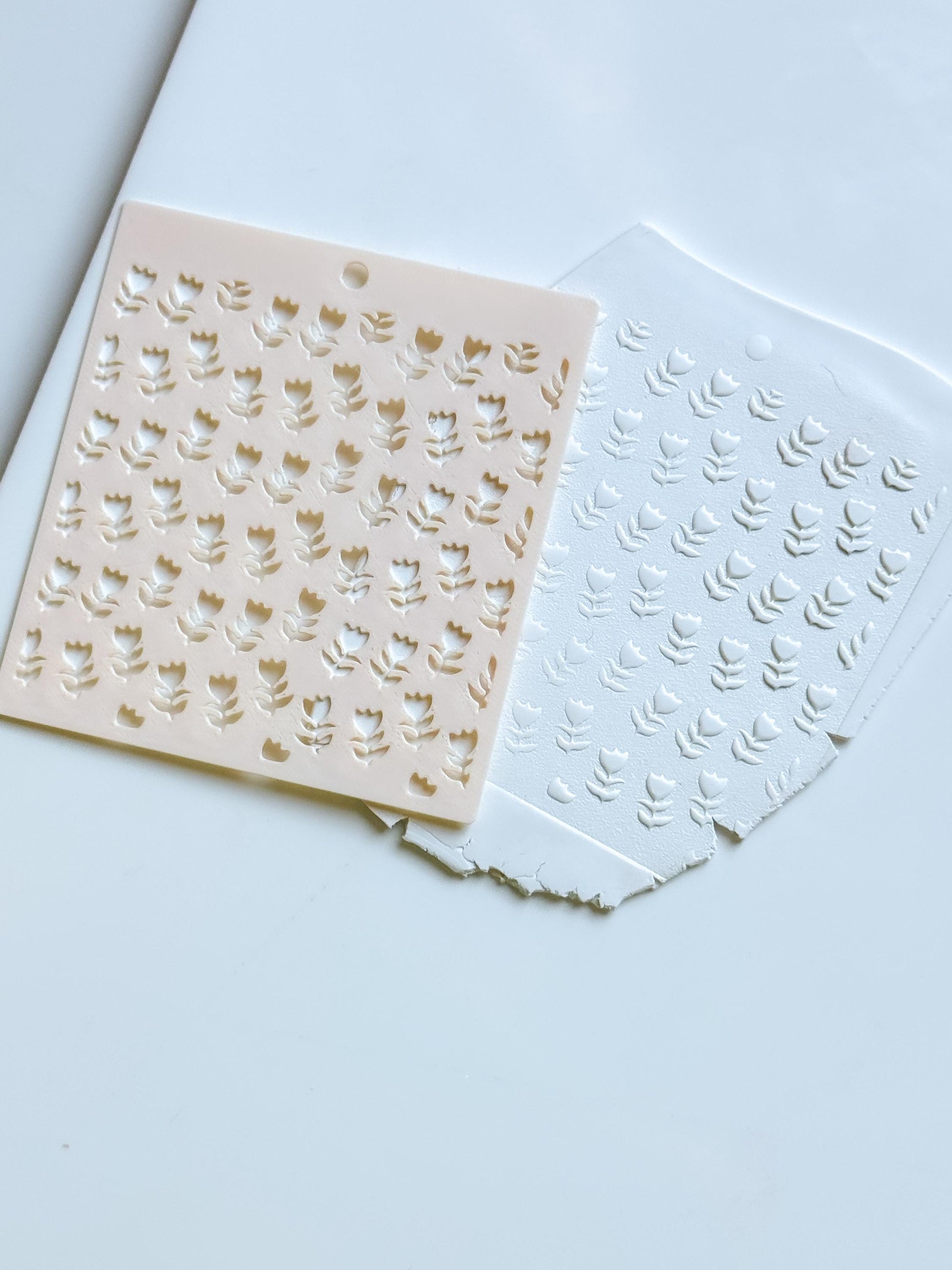 Sweet Tulips Floral Stencil for Polymer Clay