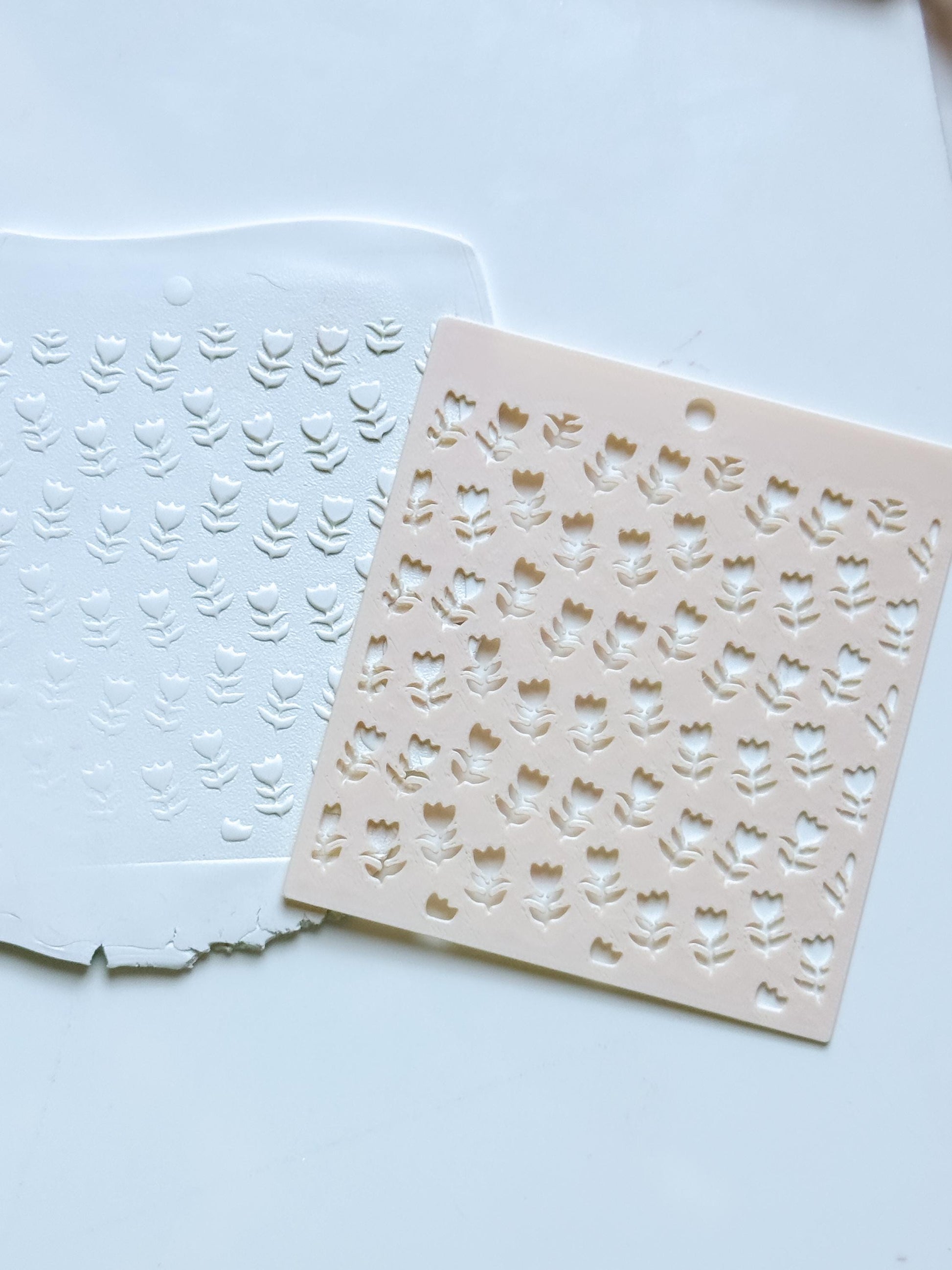 Sweet Tulips Floral Stencil for Polymer Clay