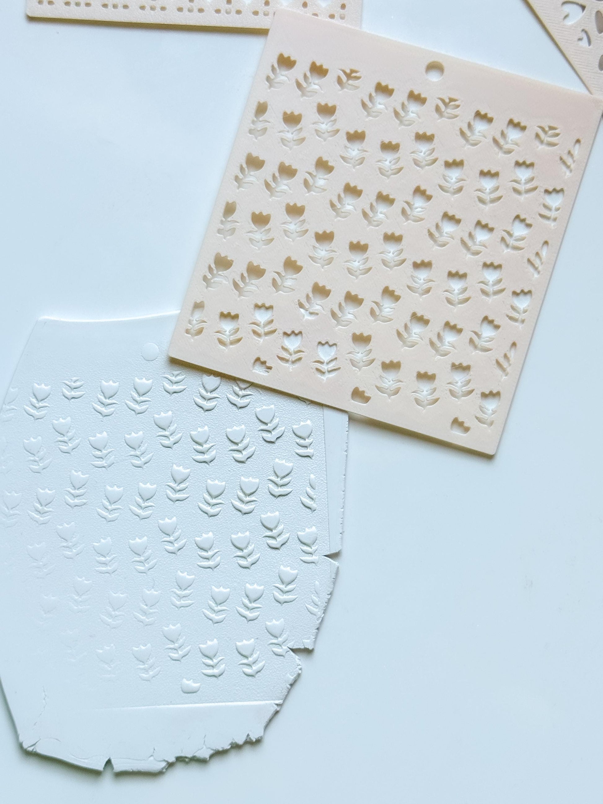 Sweet Tulips Floral Stencil for Polymer Clay