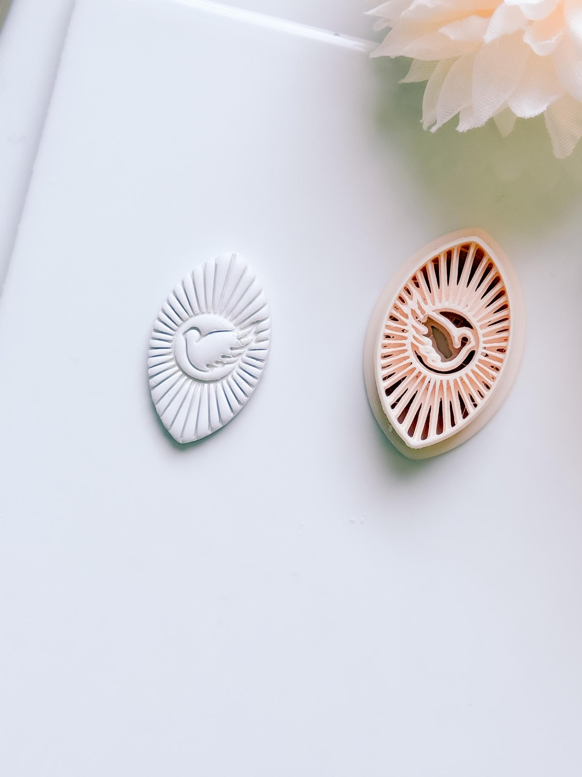 Radiant Dove Cutter: Winged Dove with Sunburst Shape for Polymer Clay