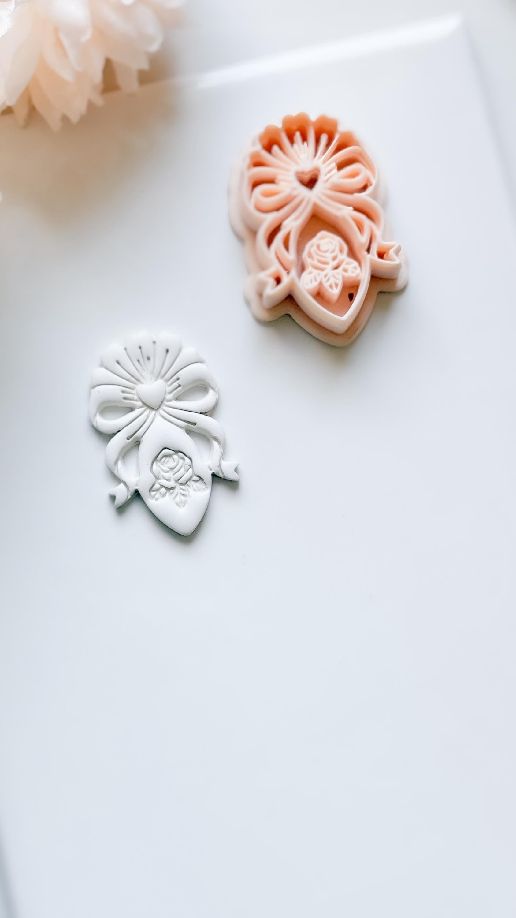 Heartbow Rose Cutter: Bow and Rose Heart Shape for Polymer Clay