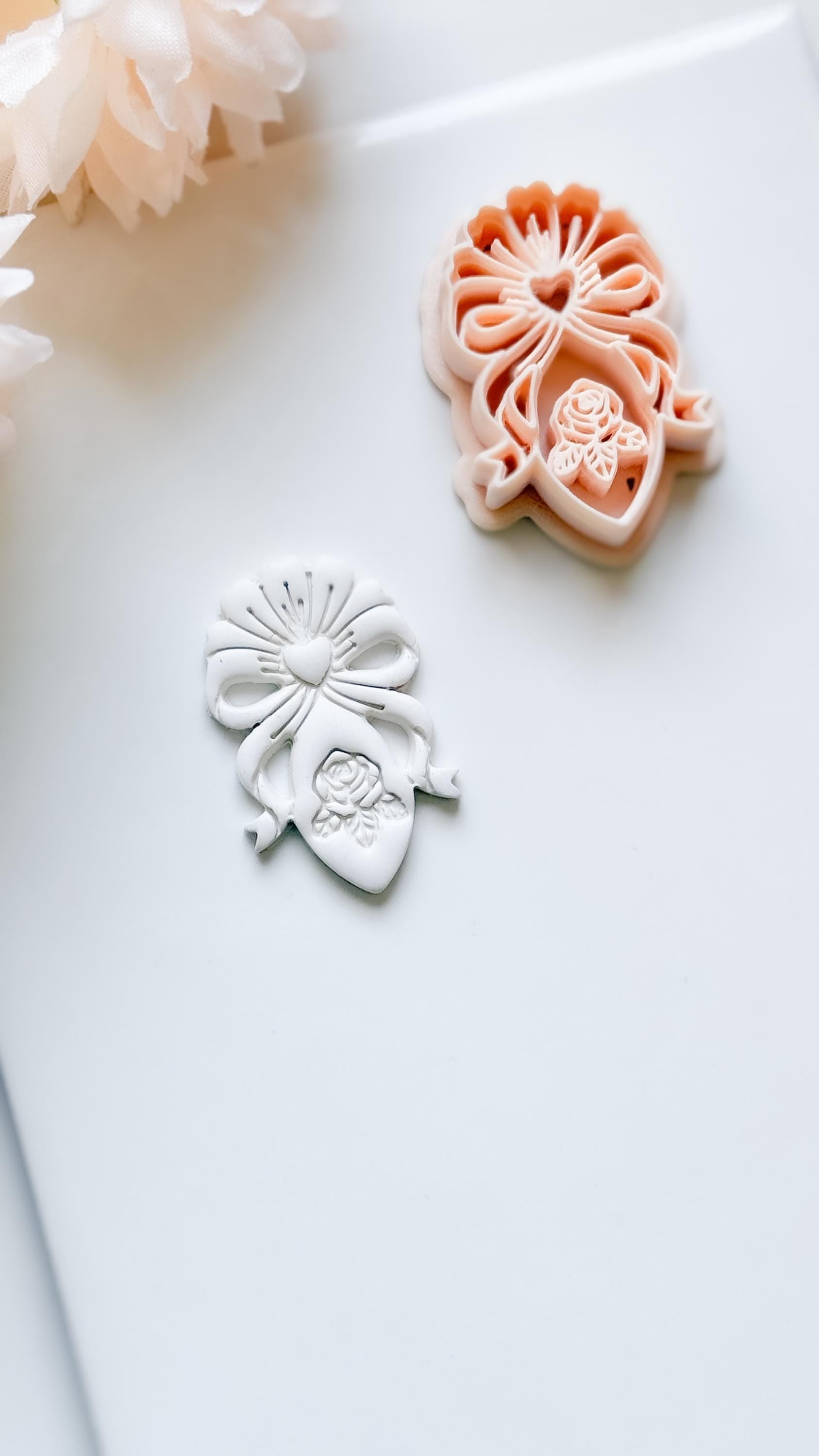 Heartbow Rose Cutter: Bow and Rose Heart Shape for Polymer Clay