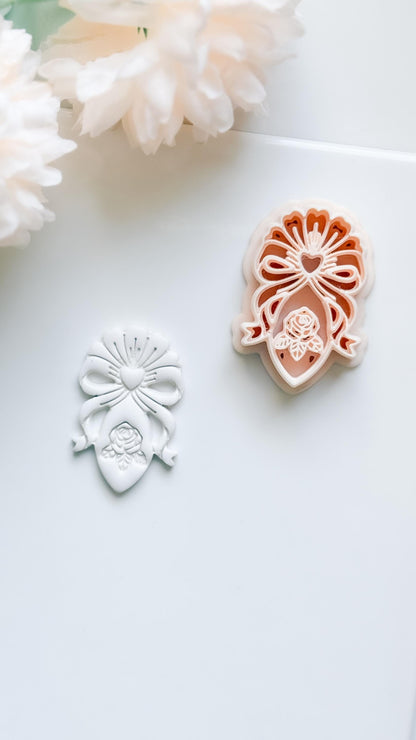 Heartbow Rose Cutter: Bow and Rose Heart Shape for Polymer Clay