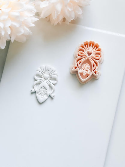 Heartbow Rose Cutter: Bow and Rose Heart Shape for Polymer Clay