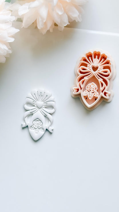 Heartbow Rose Cutter: Bow and Rose Heart Shape for Polymer Clay