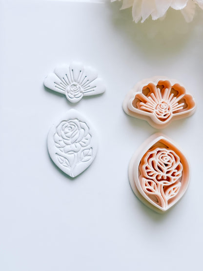 Rose Halo Cutter: Radiant Rose Fan Shape for Polymer Clay