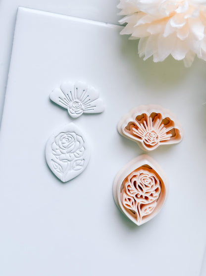 Rose Halo Cutter: Radiant Rose Fan Shape for Polymer Clay