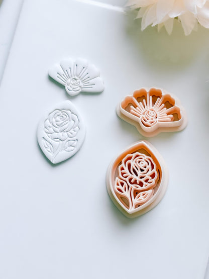 Rose Halo Cutter: Radiant Rose Fan Shape for Polymer Clay
