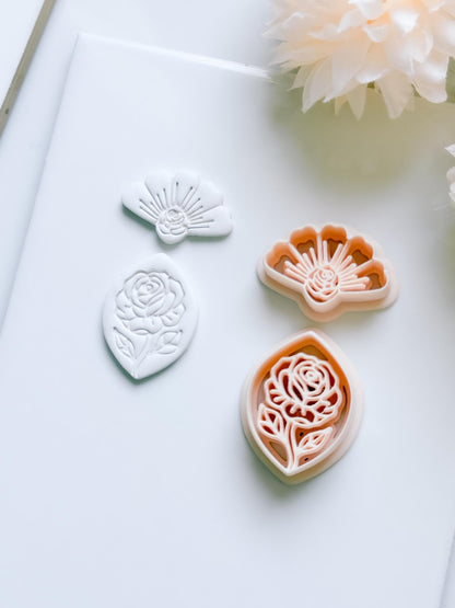 Rose Halo Cutter: Radiant Rose Fan Shape for Polymer Clay