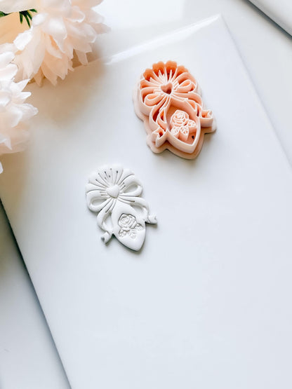 Heartbow Rose Cutter: Bow and Rose Heart Shape for Polymer Clay