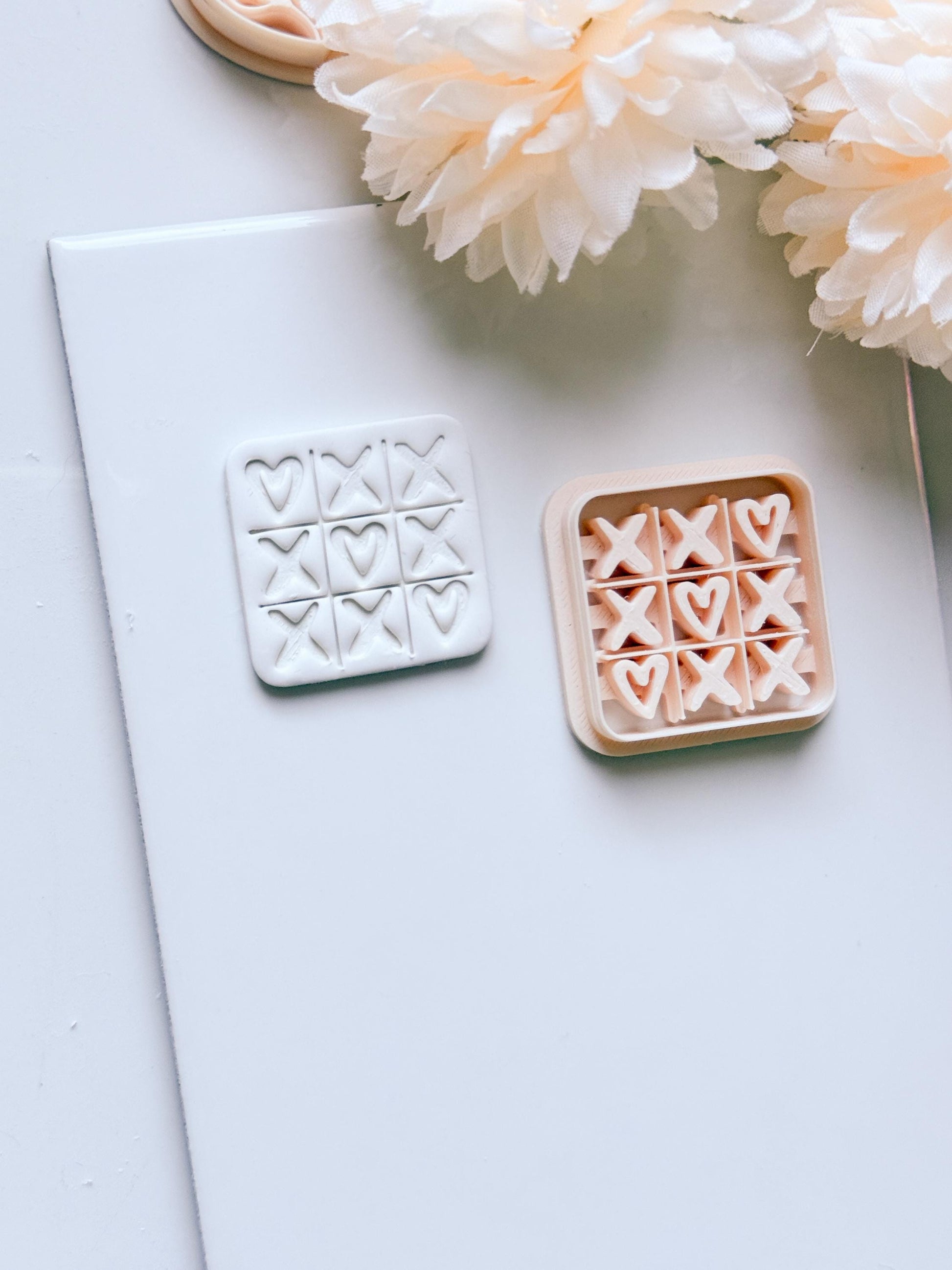 Love Tac Toe Clay Cutter: Valentine Heart Grid Shape