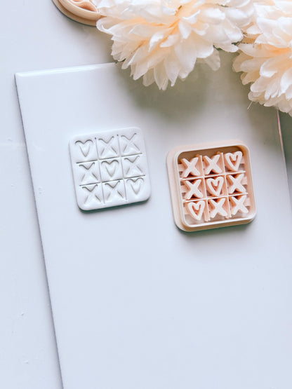 Love Tac Toe Clay Cutter: Valentine Heart Grid Shape