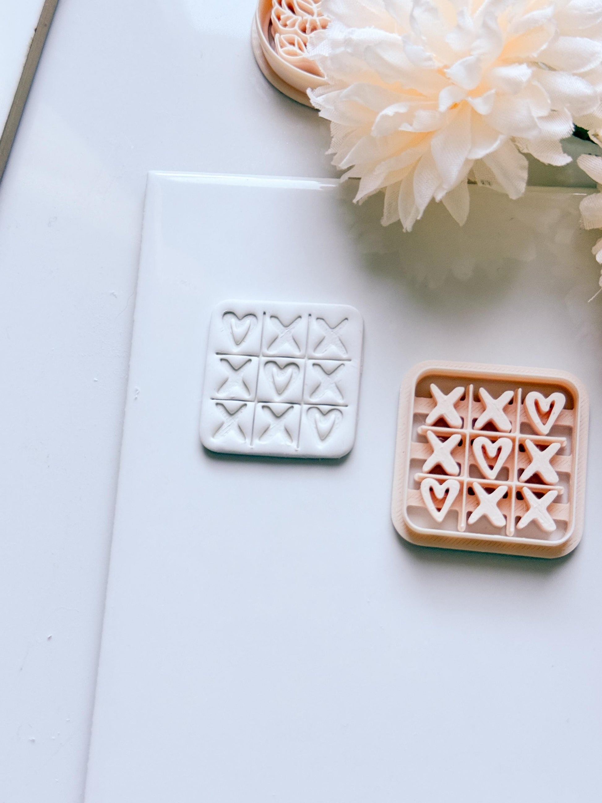 Love Tac Toe Clay Cutter: Valentine Heart Grid Shape