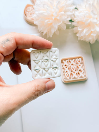 Love Tac Toe Clay Cutter: Valentine Heart Grid Shape