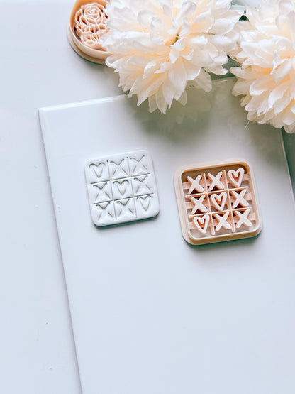 Love Tac Toe Clay Cutter: Valentine Heart Grid Shape