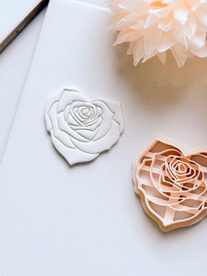 Roseheart Floral Heart Cutter for Polymer Clay