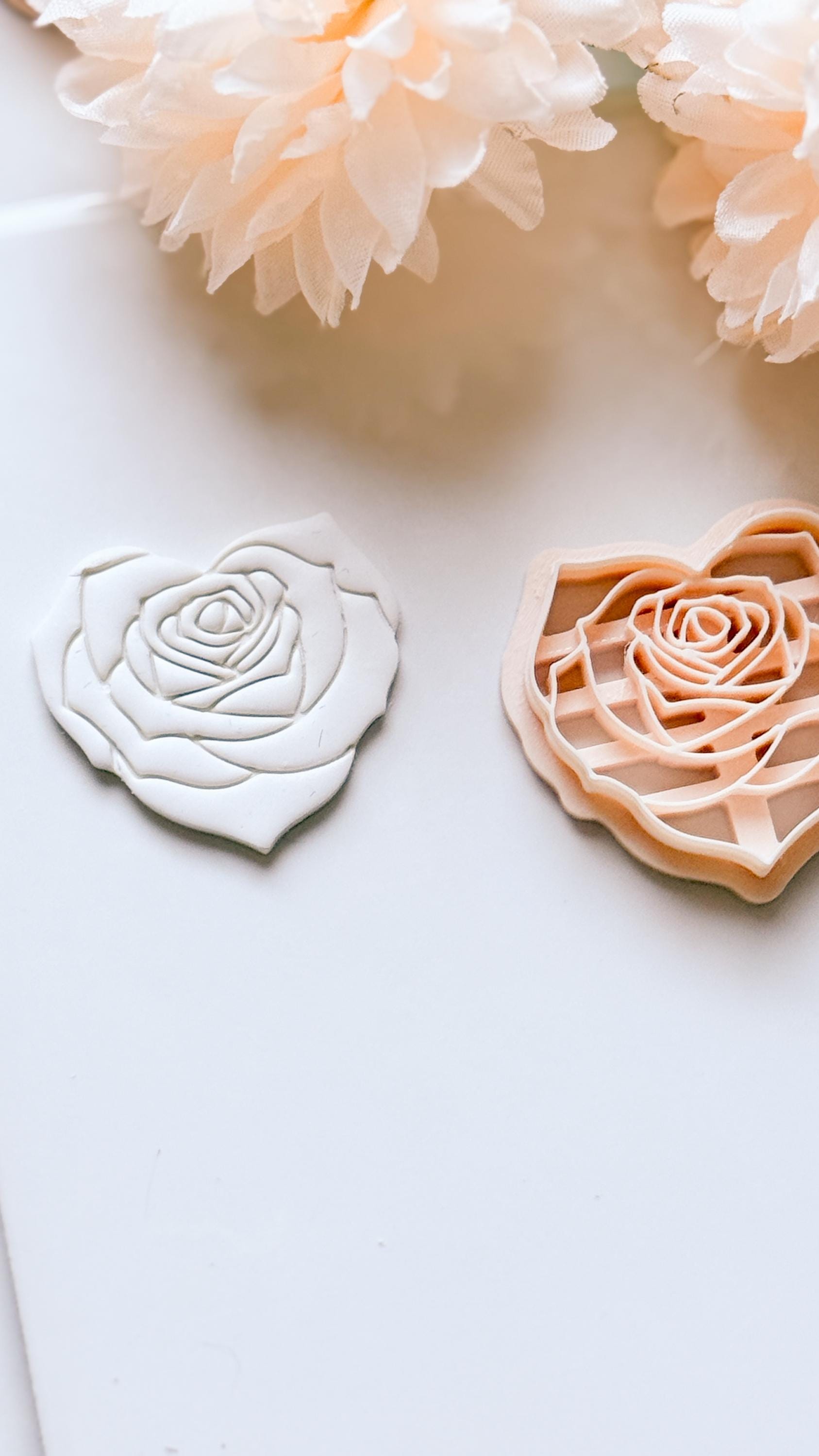 Roseheart Floral Heart Cutter for Polymer Clay