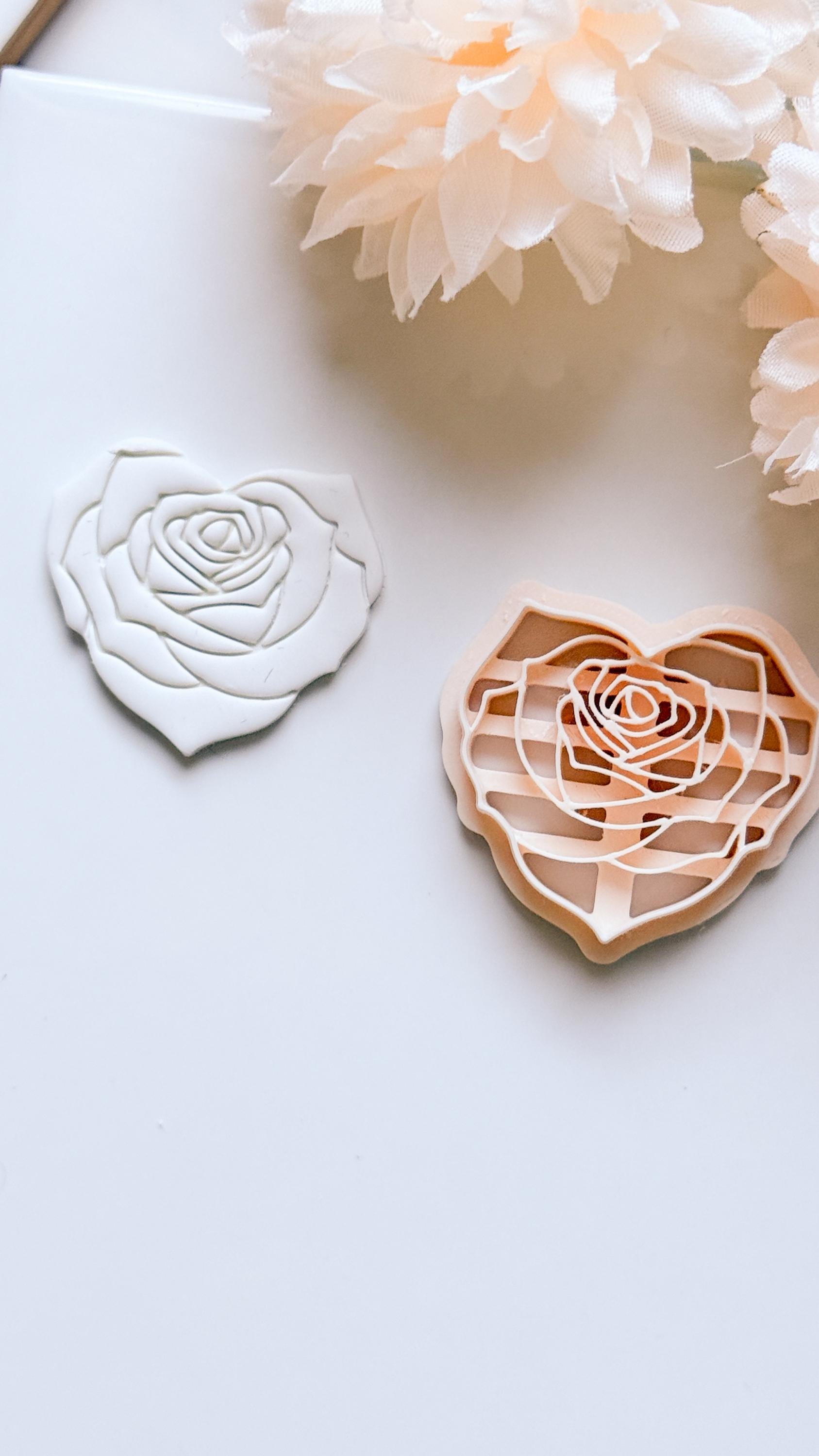 Roseheart Floral Heart Cutter for Polymer Clay