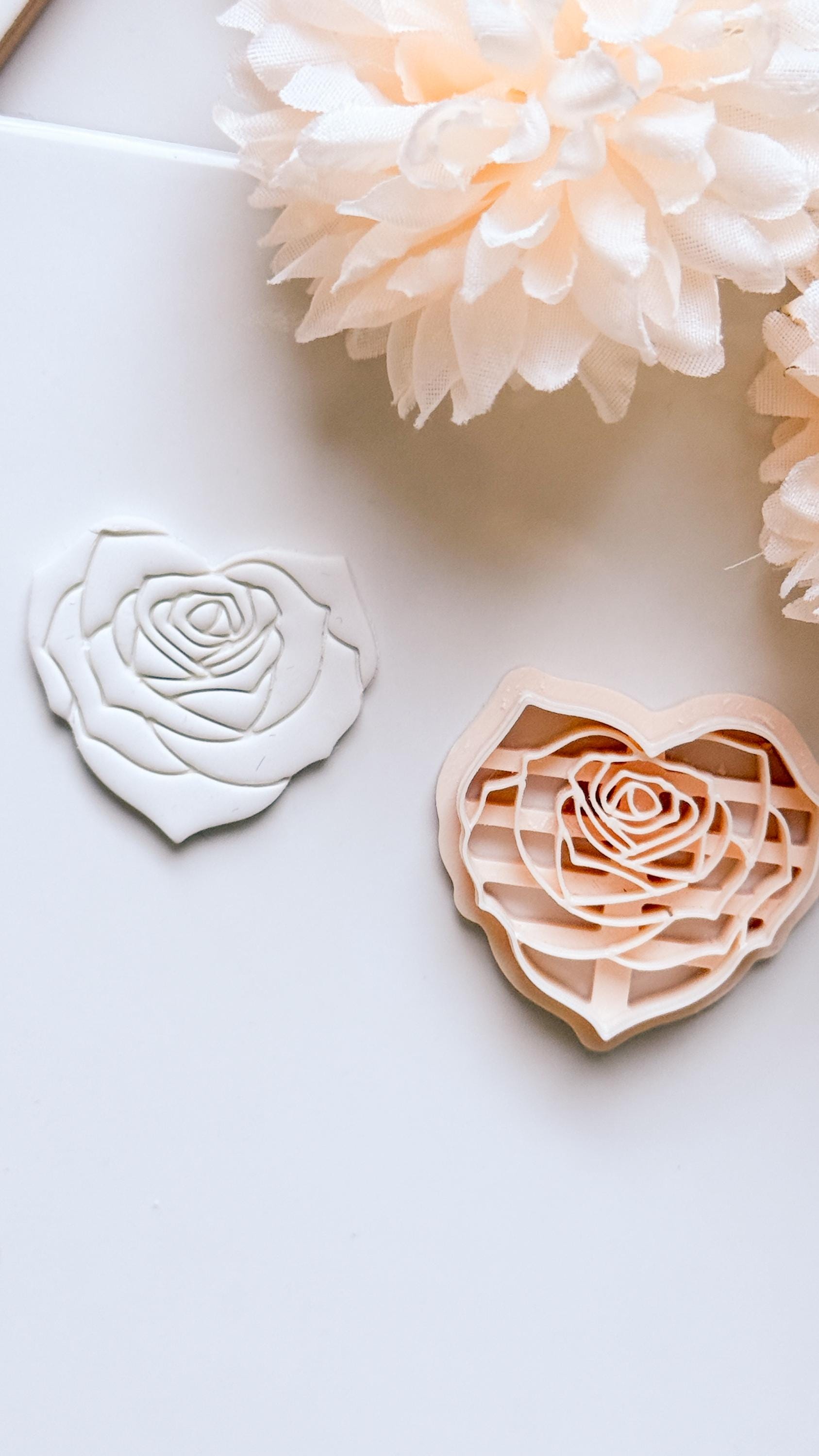 Roseheart Floral Heart Cutter for Polymer Clay