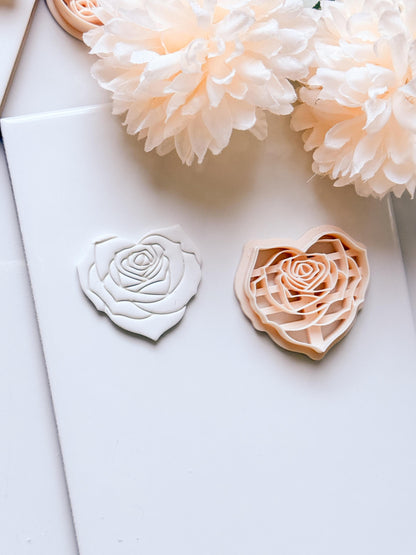 Roseheart Floral Heart Cutter for Polymer Clay