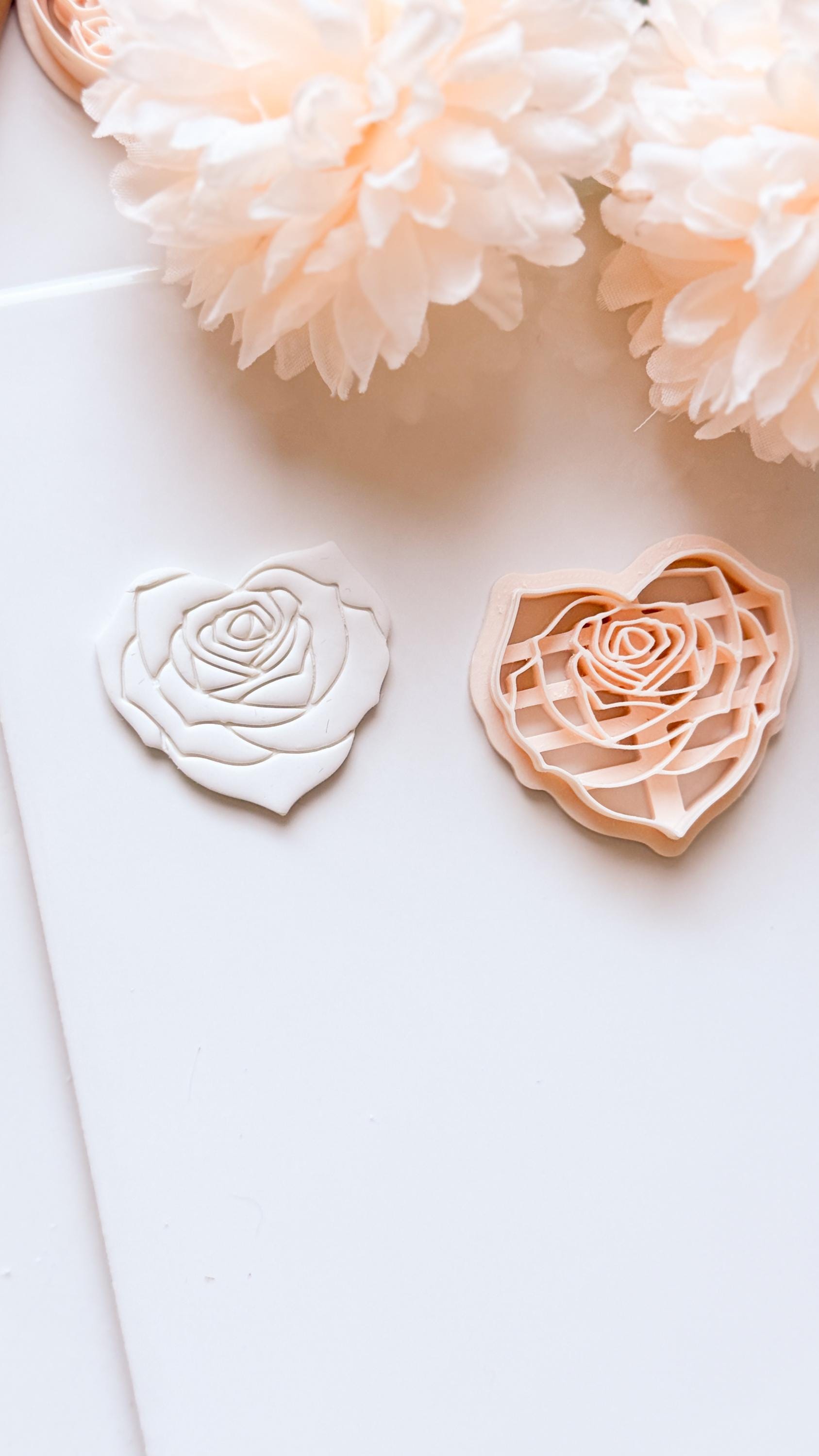 Roseheart Floral Heart Cutter for Polymer Clay