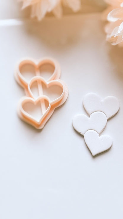 Stacked Hearts Trio Cutter for Polymer Clay