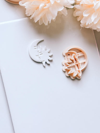 Celestial Kiss Cutter: Sun and Moon Silhouette Shape for Polymer Clay