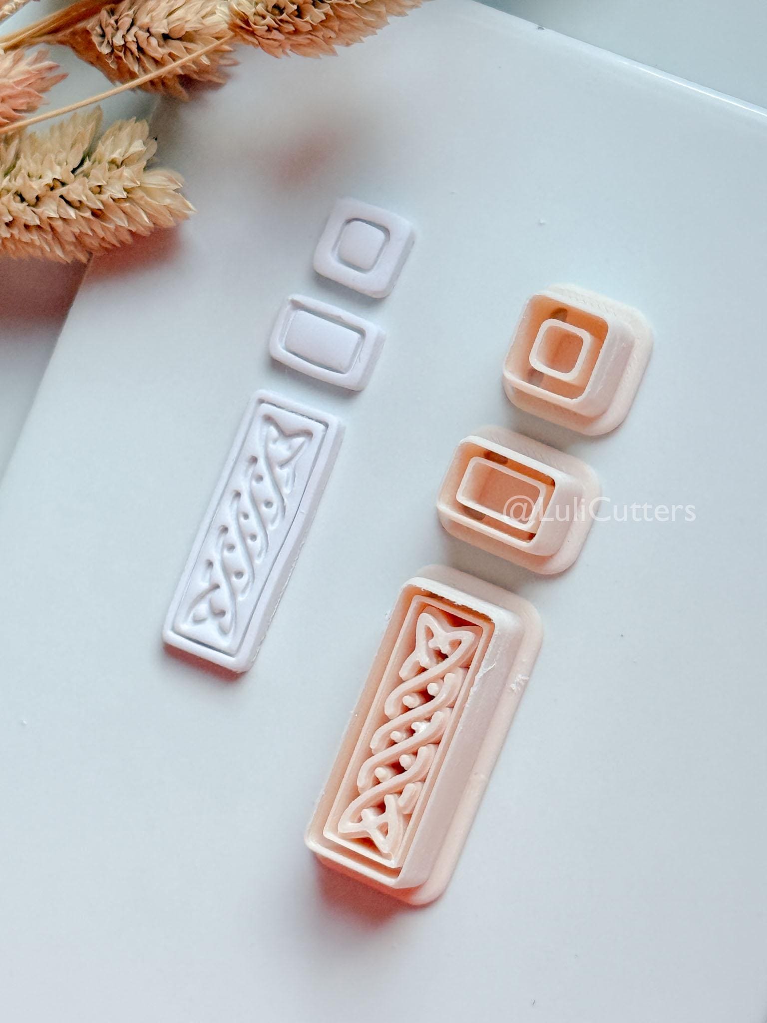 Romy Bar Clay Cutter: Layered Celtic Rectangle Dangle Design