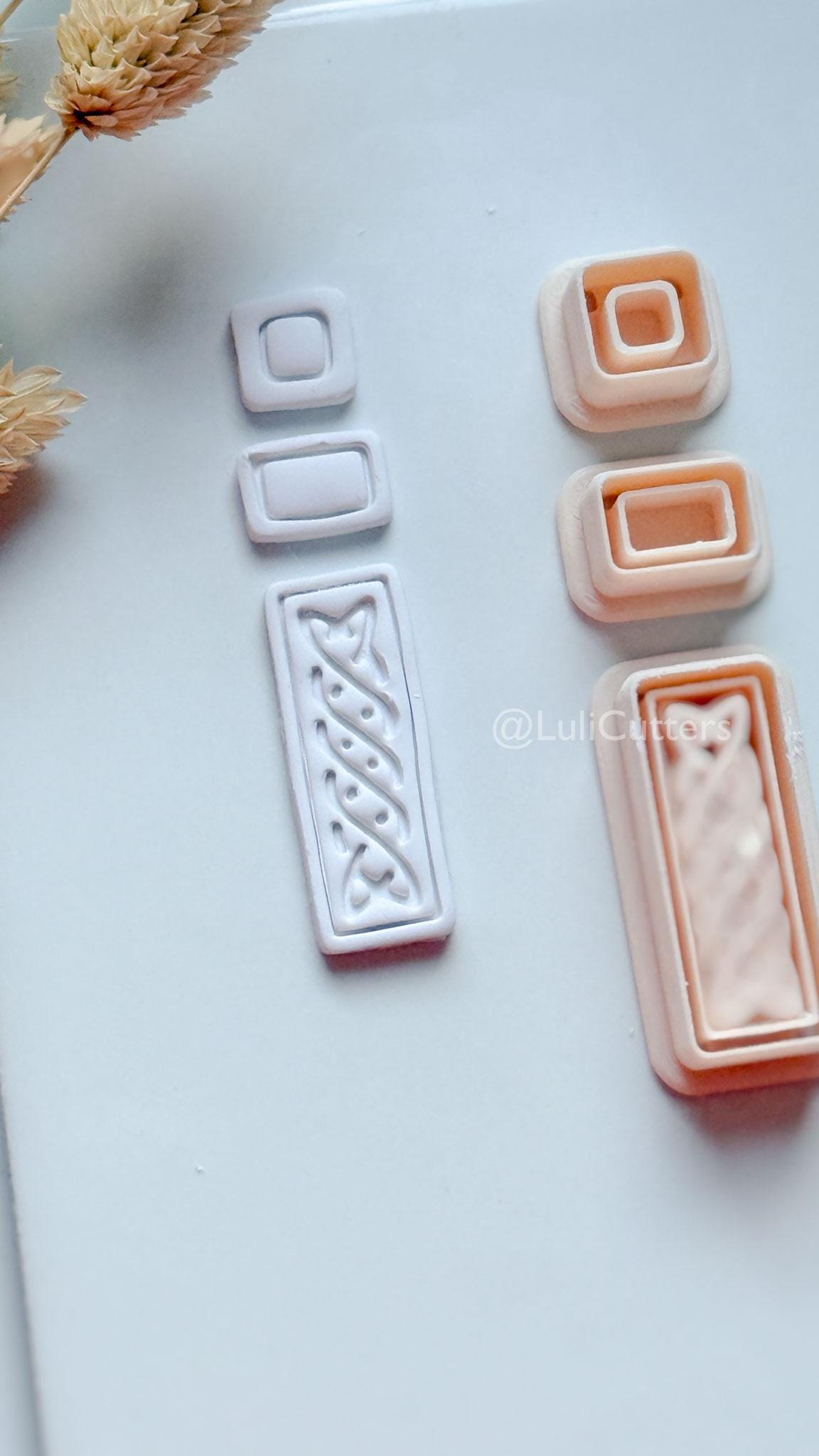 Romy Bar Clay Cutter: Layered Celtic Rectangle Dangle Design