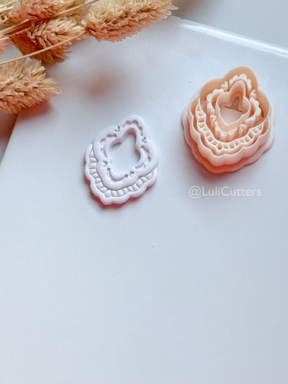 Lace Donna Clay Cutter: Layered Ornamental Teardrop Design